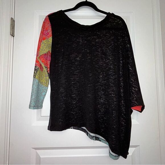 Volt Design Colore Ta Vie Mix Print Dolman Sleeve Asymmetrical Top - Picture 5 of 5